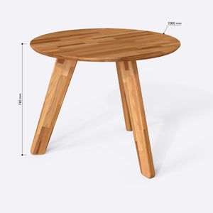 Yase Yuvarlak Yemek Masası 100 x 100 cm, ölçülendirilmiş teknik çizim, 1000 x 1000 mm tabla ölçüsü