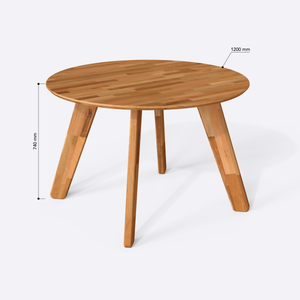 Yase Yuvarlak Yemek Masası 120 x 120 cm, ölçülendirilmiş teknik çizim, 1200 x 1200 mm tabla ölçüsü