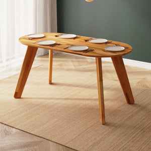 Yase Yemek Masası 160 x 78 cm, %100 masif kayın, doğal ahşap dokusu, ev ortamında kullanım görünümü