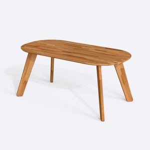 Yase Yemek Masası 180 x 90 cm, %100 masif kayın, beyaz zeminde üç çeyrek açıdan çekim