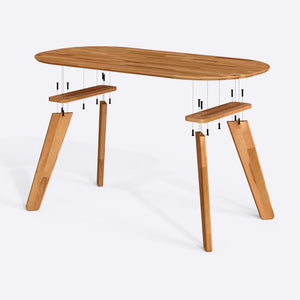 Yase Yemek Masası 180 x 90 cm, parçalarına ayrılmış montaj şeması, vida ve bağlantı elemanları