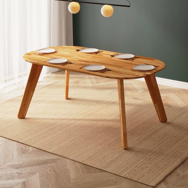 Yase Yemek Masası 180 x 100 cm, %100 masif kayın, doğal ahşap dokusu, ev ortamında kullanım görünümü