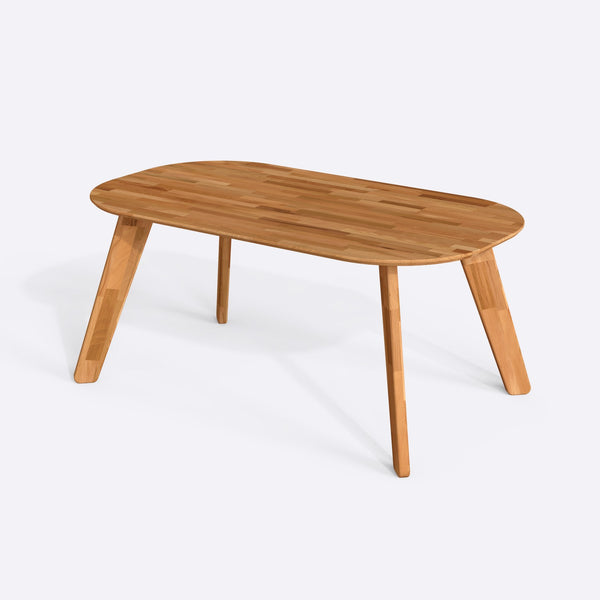 Yase Yemek Masası 180 x 100 cm, %100 masif kayın, beyaz zeminde üç çeyrek açıdan çekim