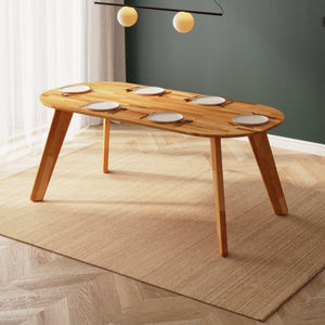 Yase Yemek Masası 190 x 90 cm, %100 masif kayın, doğal ahşap dokusu, ev ortamında kullanım görünümü