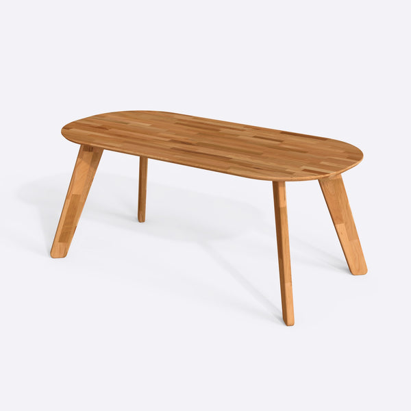 Yase Yemek Masası 190 x 90 cm, %100 masif kayın, beyaz zeminde üç çeyrek açıdan çekim