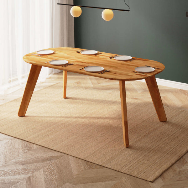 Yase Yemek Masası 190 x 100 cm, %100 masif kayın, doğal ahşap dokusu, ev ortamında kullanım görünümü