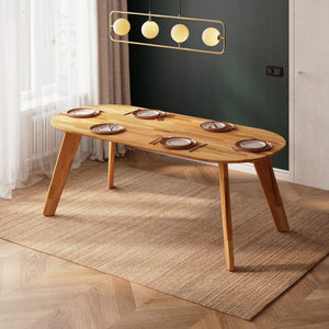 Yase Yemek Masası 200 x 90 cm, %100 masif kayın, doğal ahşap dokusu, ev ortamında kullanım görünümü
