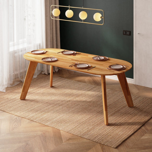 Yase Yemek Masası 200 x 90 cm, %100 masif kayın, doğal ahşap dokusu, ev ortamında kullanım görünümü