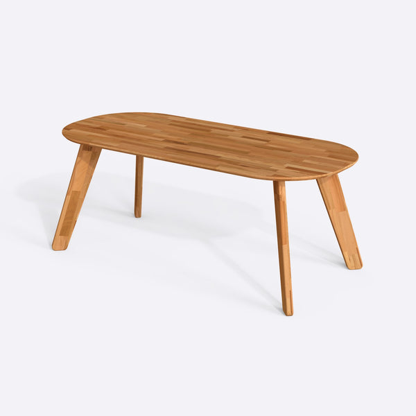 Yase Yemek Masası 200 x 90 cm, %100 masif kayın, beyaz zeminde üç çeyrek açıdan çekim