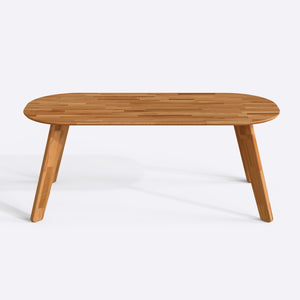 Yase Yemek Masası 200 x 90 cm, %100 masif kayın, beyaz zeminde önden çekim