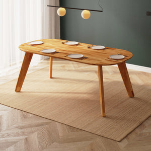 Yase Yemek Masası 200 x 100 cm, %100 masif kayın, doğal ahşap dokusu, ev ortamında kullanım görünümü