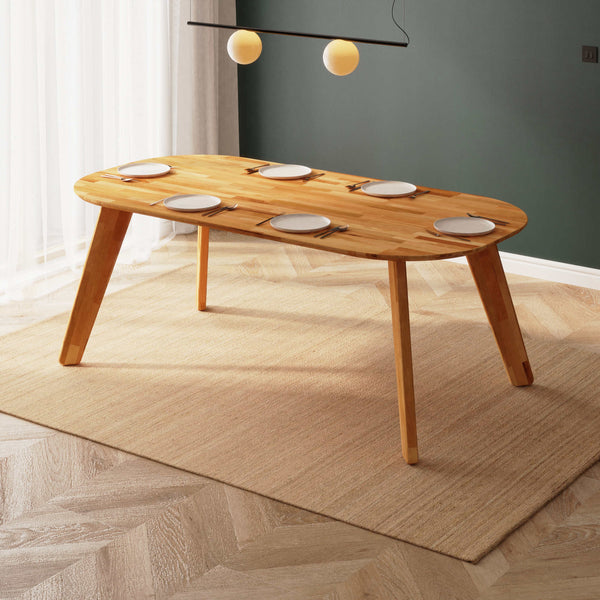 Yase Yemek Masası 200 x 100 cm, %100 masif kayın, doğal ahşap dokusu, ev ortamında kullanım görünümü