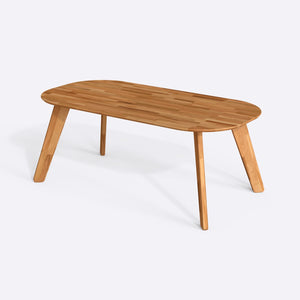 Yase Yemek Masası 200 x 100 cm, %100 masif kayın, beyaz zeminde üç çeyrek açıdan çekim