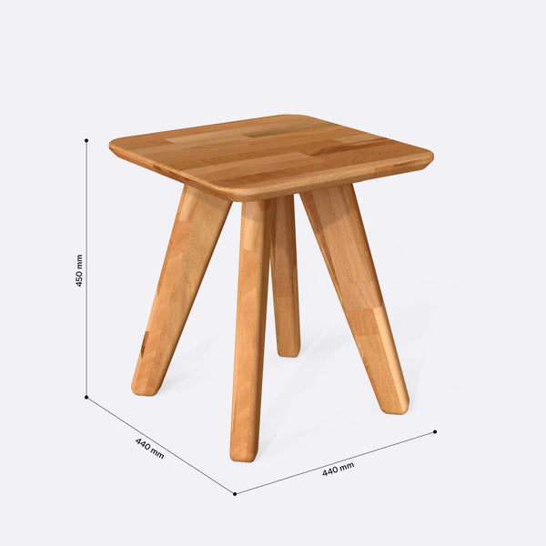 Han Kare Sehpa 44 x 44 cm ölçülendirilmiş teknik görünümü, milimetre cinsinden genişlik ve yükseklik
