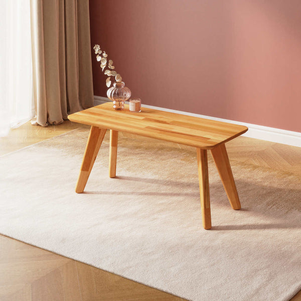 Han Dikdörtgen Sehpa 100 x 44 cm, %100 masif kayın, doğal ahşap dokusu, ev ortamında kullanım görünümü