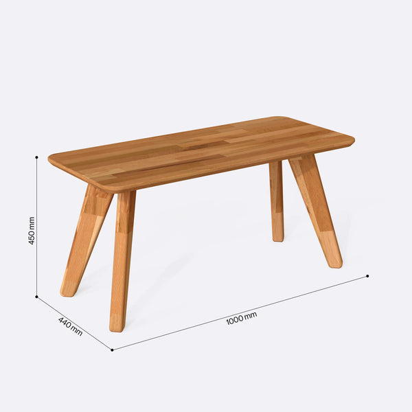 Han Dikdörtgen Sehpa 100 x 44 cm ölçülendirilmiş teknik görünümü, milimetre cinsinden genişlik, derinlik ve yükseklik