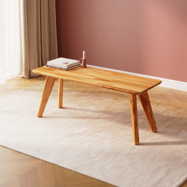 Han Dikdörtgen Sehpa 120 x 44 cm, %100 masif kayın, doğal ahşap dokusu, ev ortamında kullanım görünümü