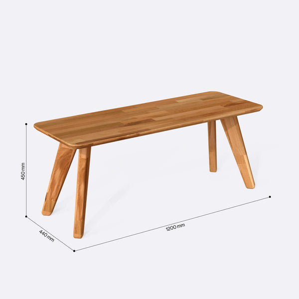 Han Dikdörtgen Sehpa 120 x 44 cm ölçülendirilmiş teknik görünümü, milimetre cinsinden genişlik, derinlik ve yükseklik