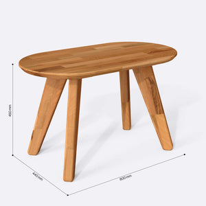 Yase Oval Sehpa 80 x 44 cm ölçülendirilmiş teknik görünümü, milimetre cinsinden genişlik, derinlik ve yükseklik