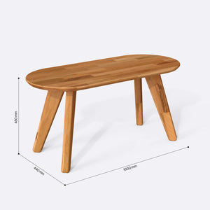 Yase Oval Sehpa 100 x 44 cm ölçülendirilmiş teknik görünümü, milimetre cinsinden genişlik, derinlik ve yükseklik