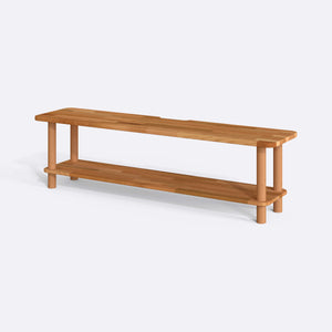Sora TV Ünitesi 160 x 38 cm, %100 masif kayın, doğal ahşap dokusu, beyaz zeminde üç çeyrek açıdan stüdyo çekimi