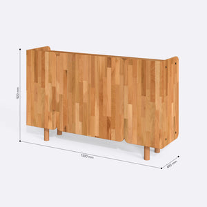 Atlas Büfe 150 x 40 cm ölçülendirilmiş teknik görünümü, milimetre cinsinden genişlik, derinlik ve yükseklik