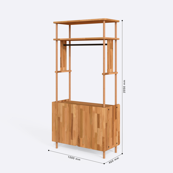 Talsen Gardırop 100 x 46 cm ölçülendirilmiş teknik görünümü, milimetre cinsinden genişlik, derinlik ve yükseklik