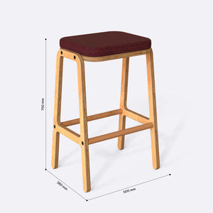 Rono Bar Tabure, Keten Bordo kumaş, detay görünüm 3