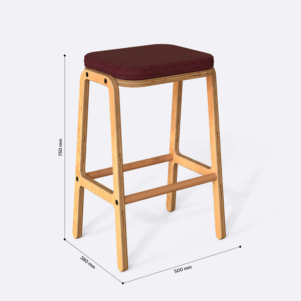 Rono Bar Tabure, Keten Bordo kumaş, detay görünüm 3