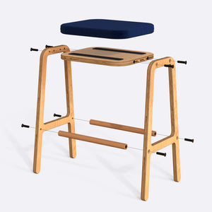 Rono Bar Tabure, Kadife Lacivert kumaş, detay görünüm 4