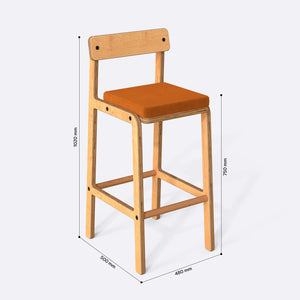 Rida Bar Tabure, Kadife Badem kumaş, detay görünüm 3