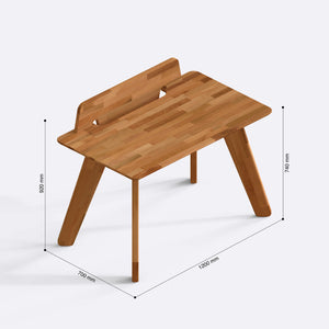 Han V2 Çalışma Masası 120 x 70 cm ölçülendirilmiş teknik görünümü, milimetre cinsinden genişlik, derinlik ve yükseklik