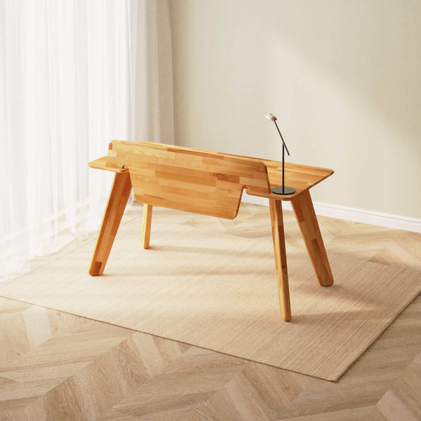 Han V2 Çalışma Masası 150 x 70 cm, %100 masif kayın, tabla altı saklama bölmesiyle oda içi kullanım