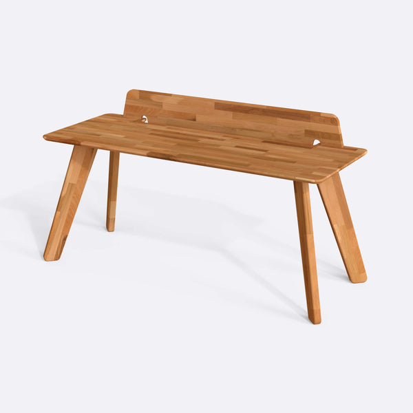 Han V2 Çalışma Masası 180 x 70 cm, %100 masif kayın, beyaz zeminde üç çeyrek açıdan stüdyo çekimi