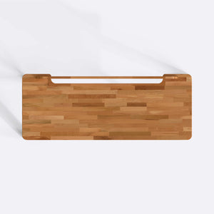 Han V2 Çalışma Masası 180 x 70 cm tablasının üstten görünümü, lamel ahşap doku ve arka kenardaki ince kanal