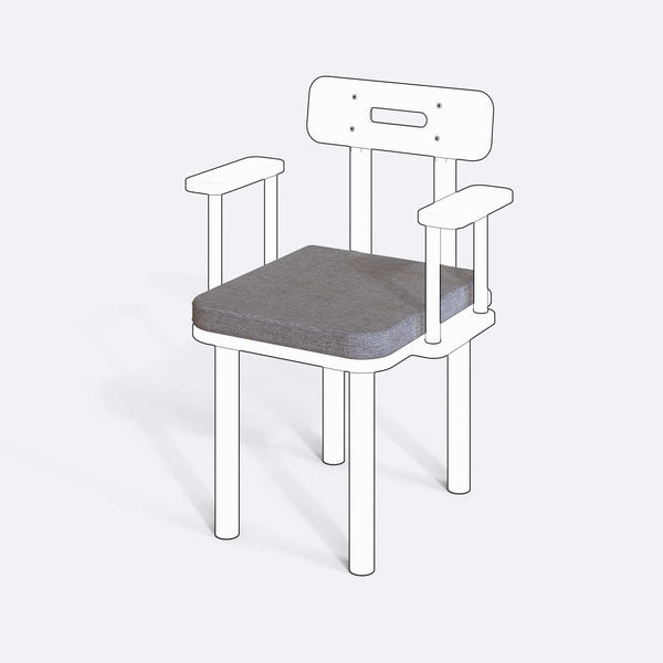 Basic ve Classic Sandalye Kılıfı (Süngerli), Keten Gri kumaş kılıf, ürün çizimi üzerinde renk ve doku gösterimi