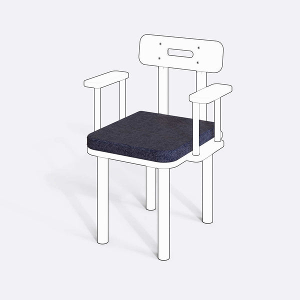 Basic ve Classic Sandalye Kılıfı (Süngerli), Keten Lacivert kumaş kılıf, ürün çizimi üzerinde renk ve doku gösterimi