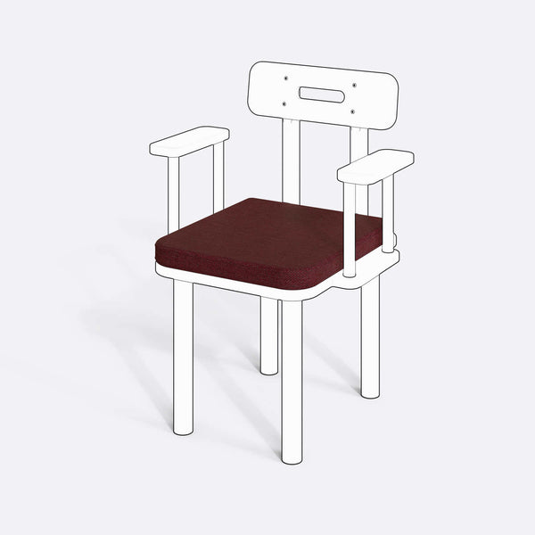 Basic ve Classic Sandalye Kılıfı (Süngerli), Keten Bordo kumaş kılıf, ürün çizimi üzerinde renk ve doku gösterimi