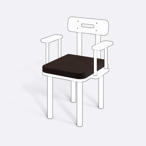 Basic ve Classic Sandalye Kılıfı (Süngerli), Kadife Kahve kumaş kılıf, ürün çizimi üzerinde renk ve doku gösterimi