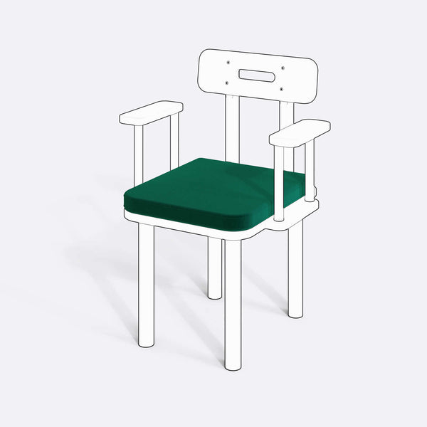Basic ve Classic Sandalye Kılıfı (Süngerli), Kadife Zümrüt kumaş kılıf, ürün çizimi üzerinde renk ve doku gösterimi