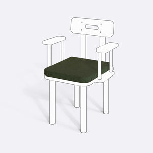 Basic ve Classic Sandalye Kılıfı (Süngersiz), Keten Yeşil kumaş kılıf, ürün çizimi üzerinde renk ve doku gösterimi