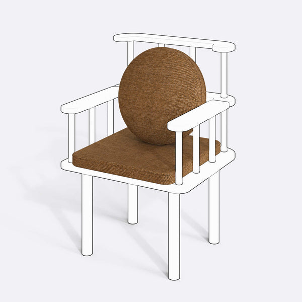 Devon, Lore ve Throne Sandalye Kılıfı (Süngerli), Keten Badem kumaş kılıf, ürün çizimi üzerinde renk ve doku gösterimi