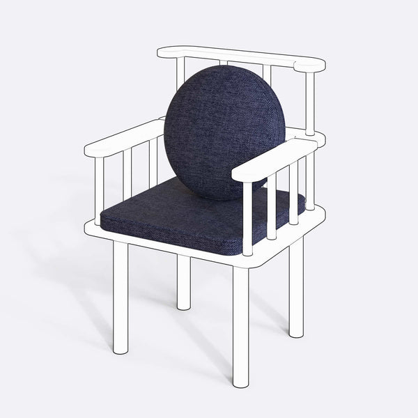 Devon, Lore ve Throne Sandalye Kılıfı (Süngerli), Keten Lacivert kumaş kılıf, ürün çizimi üzerinde renk ve doku gösterimi