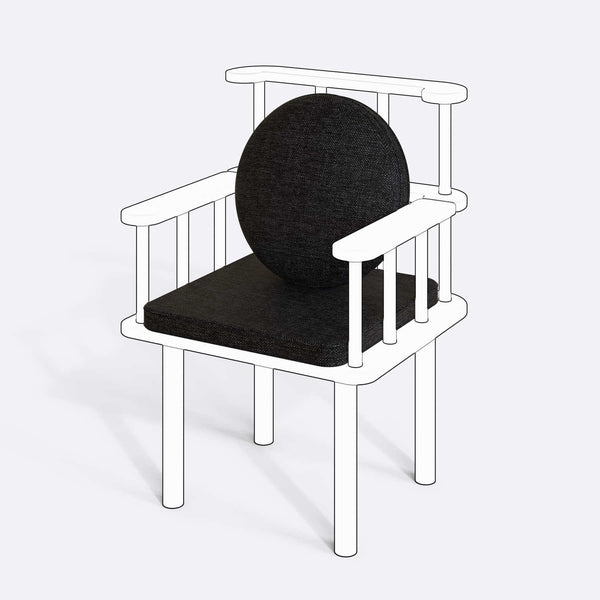 Devon, Lore ve Throne Sandalye Kılıfı (Süngerli), Keten Siyah kumaş kılıf, ürün çizimi üzerinde renk ve doku gösterimi