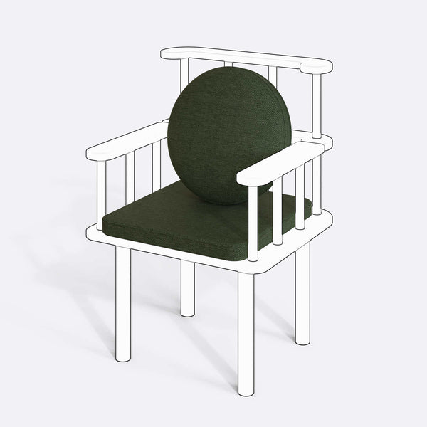 Devon, Lore ve Throne Sandalye Kılıfı (Süngerli), Keten Yeşil kumaş kılıf, ürün çizimi üzerinde renk ve doku gösterimi