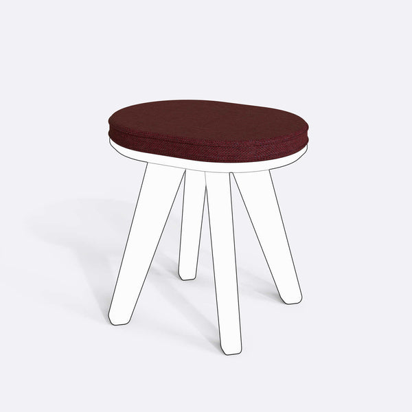 Yase Tabure Kılıfı (Süngerli), Keten Bordo kumaş kılıf, ürün çizimi üzerinde renk ve doku gösterimi