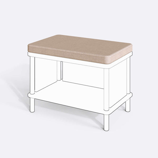 Gerel ve Waljan Bench Kılıfı - 60 x 38 (Süngerli), Keten Ekru kumaş kılıf, ürün çizimi üzerinde renk ve doku gösterimi
