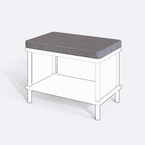 Gerel ve Waljan Bench Kılıfı - 60 x 38 (Süngerli), Keten Gri kumaş kılıf, ürün çizimi üzerinde renk ve doku gösterimi
