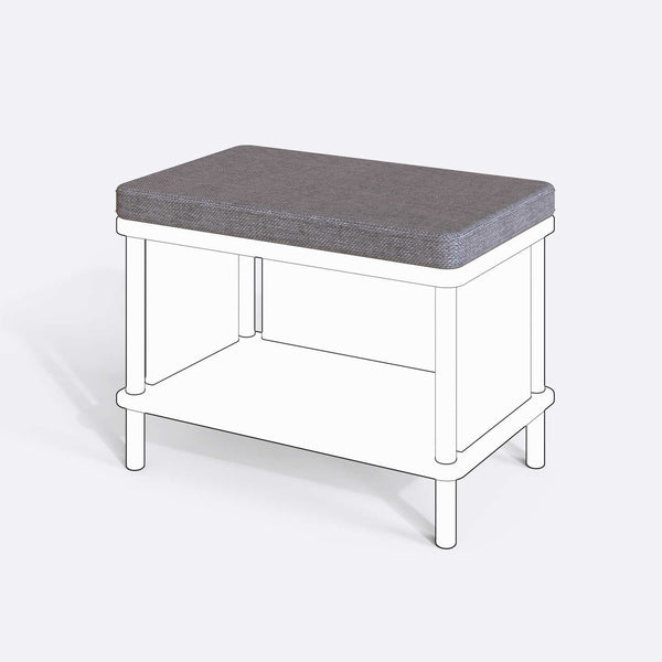 Gerel ve Waljan Bench Kılıfı - 60 x 38 (Süngerli), Keten Gri kumaş kılıf, ürün çizimi üzerinde renk ve doku gösterimi