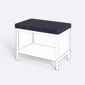 Gerel ve Waljan Bench Kılıfı - 60 x 38 (Süngerli), Keten Lacivert kumaş kılıf, ürün çizimi üzerinde renk ve doku gösterimi